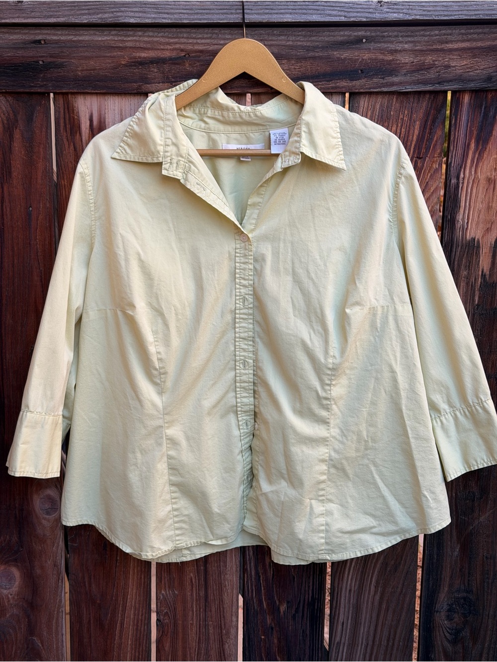 Merona Pale Yellow/Green Button Down Blouse Plus Size 20W